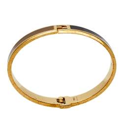 Pre Owned Fendi The Fendista Bicolor Enamel Gold Tone Bracelet S