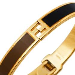 Pre Owned Fendi The Fendista Bicolor Enamel Gold Tone Bracelet S