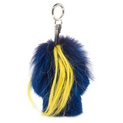 Pre Owned Fendi Blue Fur Fendirumi Bug-Kun Bag Charm