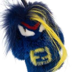 Pre Owned Fendi Blue Fur Fendirumi Bug-Kun Bag Charm