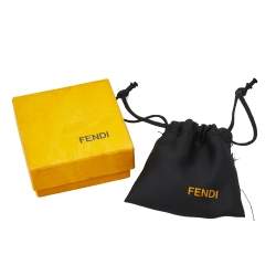 Pre Owned Fendi The Fendista Enamel Gold Tone Wide Band Ring S