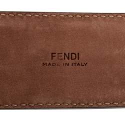 Pre Owned Fendi Brown Zucca Embossed Leather F Buckle Belt 90CM