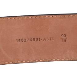 Pre Owned Fendi Brown Zucca Embossed Leather F Buckle Belt 90CM