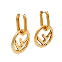 Fendi Snakeskin F is Fendi Hoop Earrings - Red, Gold-Tone Metal Hoop,  Earrings - FEN247896