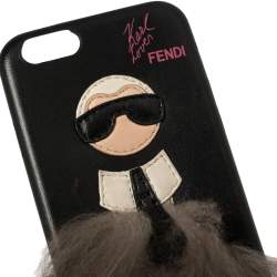 Fendi Black Leather and Fox Fur Karlito iPhone 6 Case