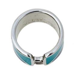 مملوكة مسبقًا Fendi Bicolor Enamel Fendista Wide Band Ring M