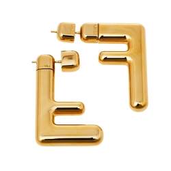 Pre Owned Fendi Gold Tone Small FF Earrings