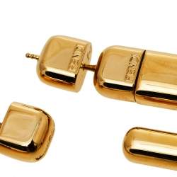 Pre Owned Fendi Gold Tone Small FF Earrings