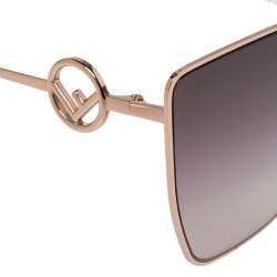Pre Owned Fendi Rose Gold Tone/Brown Mirrored FF 0323/S Cat Eye Sunglasses