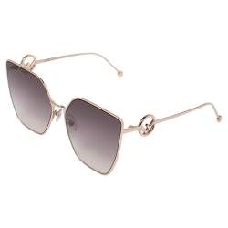 Pre Owned Fendi Rose Gold Tone/Brown Mirrored FF 0323/S Cat Eye Sunglasses