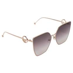 Pre Owned Fendi Rose Gold Tone/Brown Mirrored FF 0323/S Cat Eye Sunglasses