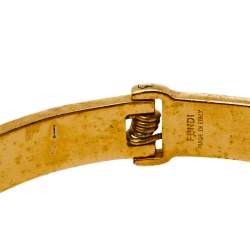 Pre Owned Fendi Monochrome Enamel Gold Tone Fendista Bracelet M