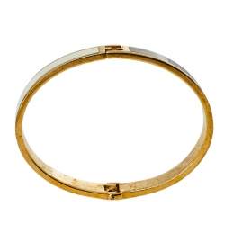 Pre Owned Fendi Monochrome Enamel Gold Tone Fendista Bracelet M