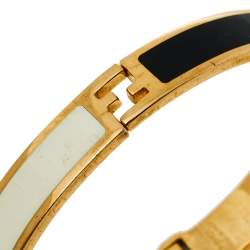 Pre Owned Fendi Monochrome Enamel Gold Tone Fendista Bracelet M