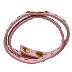 Pre Owned Fendi Pink Selleria Double Wrap Bracelet