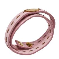 Pre Owned Fendi Pink Selleria Double Wrap Bracelet