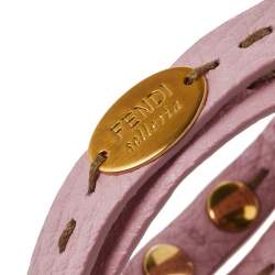Pre Owned Fendi Pink Selleria Double Wrap Bracelet