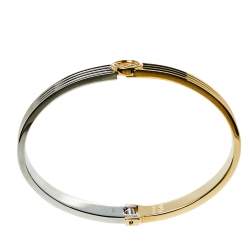 Pre Owned Fendi F Gold Tone and Palladium Cuff Bracelet M