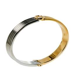 Pre Owned Fendi F Gold Tone and Palladium Cuff Bracelet M