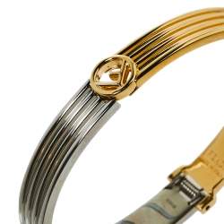 Pre Owned Fendi F Gold Tone and Palladium Cuff Bracelet M