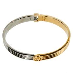 Pre Owned Fendi F Gold Tone and Palladium Cuff Bracelet M