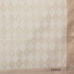 مملوكة مسبقًا Fendi Beige FF Diamond Patterned Cotton Handkerchief