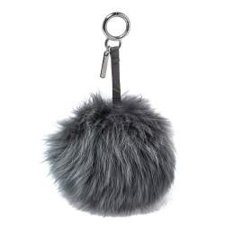 Pre Owned Fendi Grey & Yellow ABCharm Fox Fur Keyring/ Bag Charm