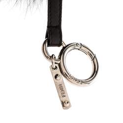 Pre Owned Fendi Grey & Yellow ABCharm Fox Fur Keyring/ Bag Charm