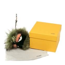 Pre Owned Fendi Multicolor Fur Gold Tone Monster Bug Bag Charm
