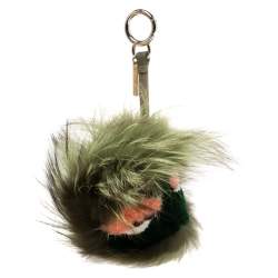 Pre Owned Fendi Multicolor Fur Gold Tone Monster Bug Bag Charm