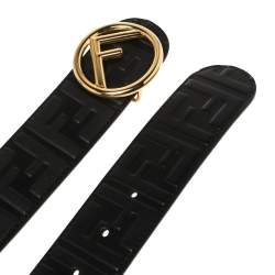 Pre Owned حزام فندي زوكا أسود منقوش بالشعار 80 سم