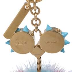 Pre Owned Fendi Blue/Red Mink Fur Ostrich Bag Charm