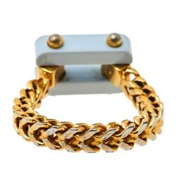 Pre Owned Fendi Pale Blue Resin Charm Chain Link Ring L