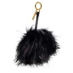 Pre Owned Fendi Black/Yellow Fox Fur Zesty Bug Bag Charm