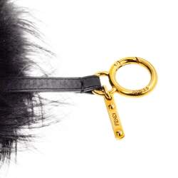 Pre Owned Fendi Black/Yellow Fox Fur Zesty Bug Bag Charm