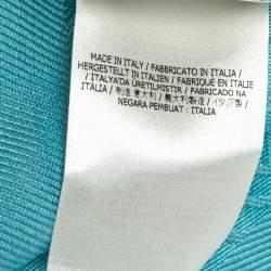 Pre Owned Fendi Light Blue FF Jacquard Silk & Wool Shawl