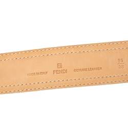 Pre Owned حزام فندي إبزي م بي خصر جلد لامع أبيض 95 سم