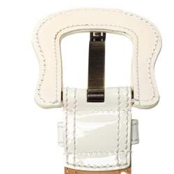 Pre Owned حزام فندي إبزي م بي خصر جلد لامع أبيض 95 سم