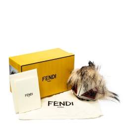 Pre Owned Fendi Cream White/Black Fur and Leather Prisma Monster Bag Charm