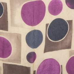 مملوكة مسبقًا وشاح فندي حرير شيفون حرير بيج مطبوع دوائر