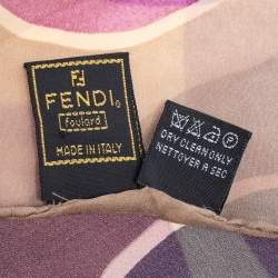 مملوكة مسبقًا وشاح فندي حرير شيفون حرير بيج مطبوع دوائر