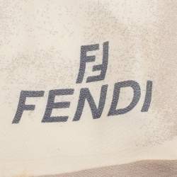 مملوكة مسبقًا وشاح فندي حرير شيفون حرير بيج مطبوع دوائر