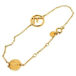 Pre Owned Fendi F is Fendi Crystal Gold Tone Bracelet
