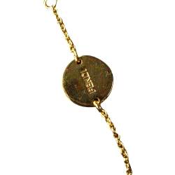 Pre Owned Fendi F is Fendi Crystal Gold Tone Bracelet