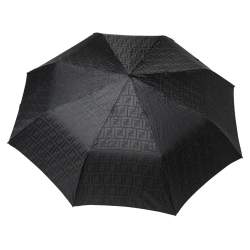 Pre Owned Fendi Black Zucca Folding Umbrella