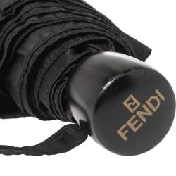 Pre Owned Fendi Black Zucca Folding Umbrella