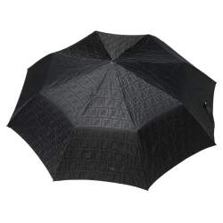 Pre Owned Fendi Black Zucca Folding Umbrella