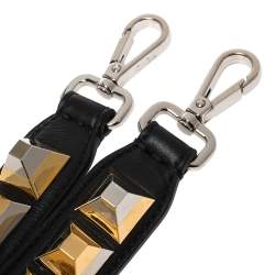 Pre Owned Fendi Black Leather Studded Mini You Bag Strap