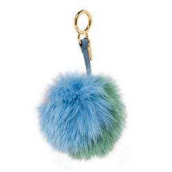 Pre Owned Fendi Multicolor Fox Fur Pom Pom Bag Charm