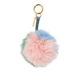 Pre Owned Fendi Multicolor Fox Fur Pom Pom Bag Charm